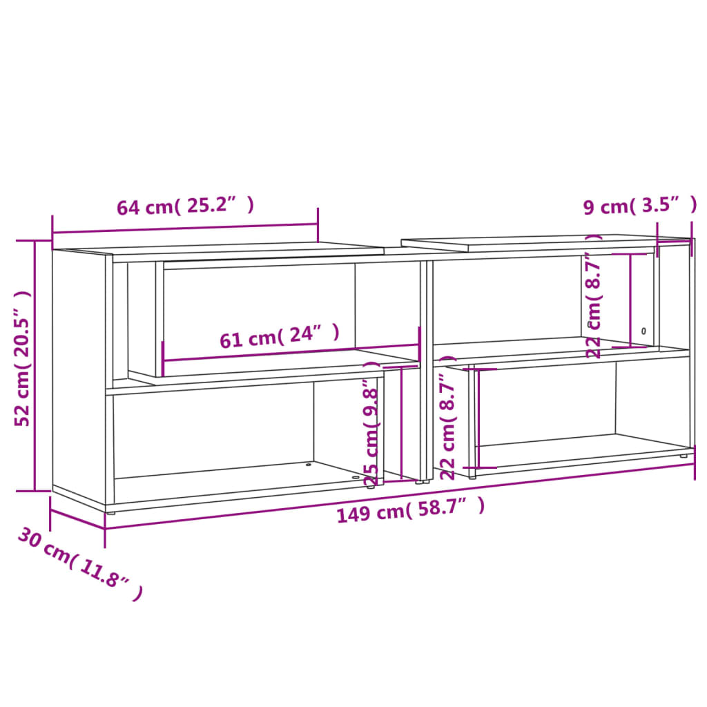 TV-benk hvit høyglans 149x30x52 cm konstruert tre