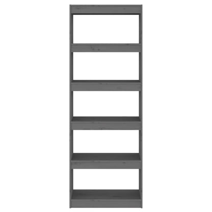 Bokhylle Grå Romdeler 60x30x167,5 cm heltre furu