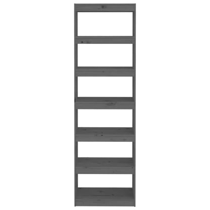 Bokhylle Grå Romdeler 60x30x199,5 cm heltre furu