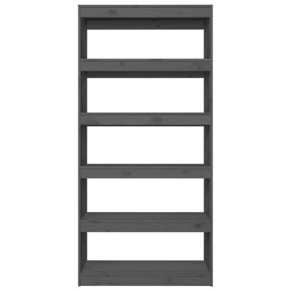 Bokhylle Grå Romdeler 80x30x167,4 cm heltre furu