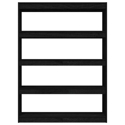 Bokhylle Svart Romdeler 100x30x135,5 cm heltre furu