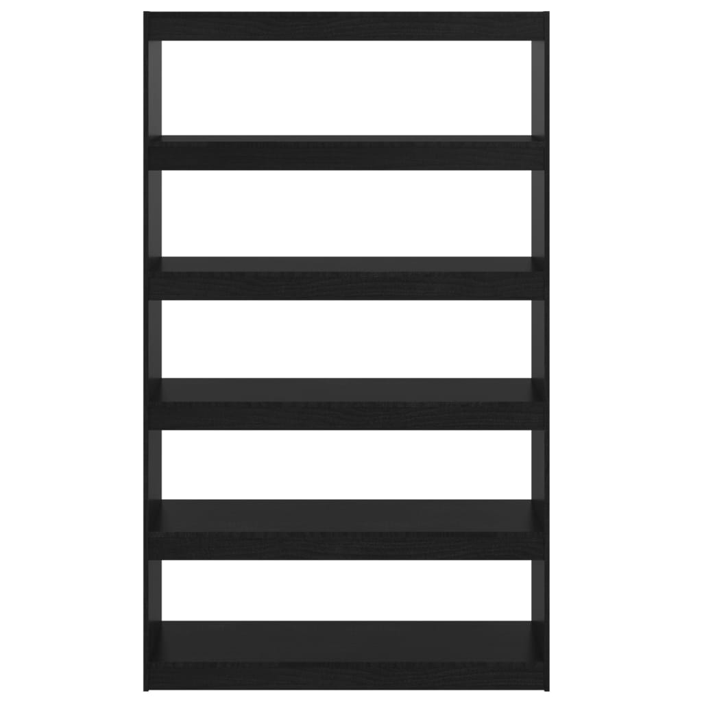 Bokhylle Svart Romdeler 100x30x167,5 cm heltre furu