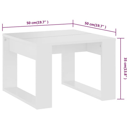 Sidebord hvit 50x50x35 cm konstruert tre