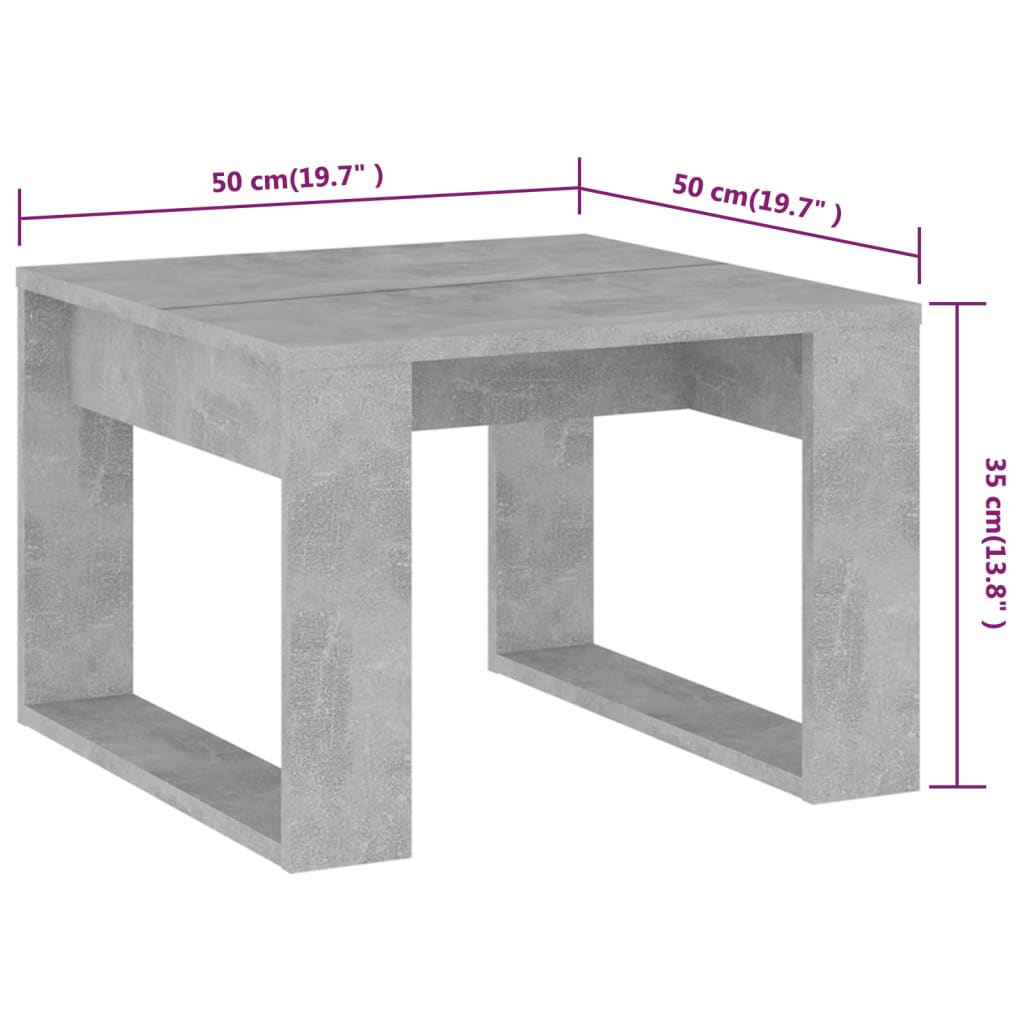 Sidebord betonggrå 50x50x35 cm sponplate