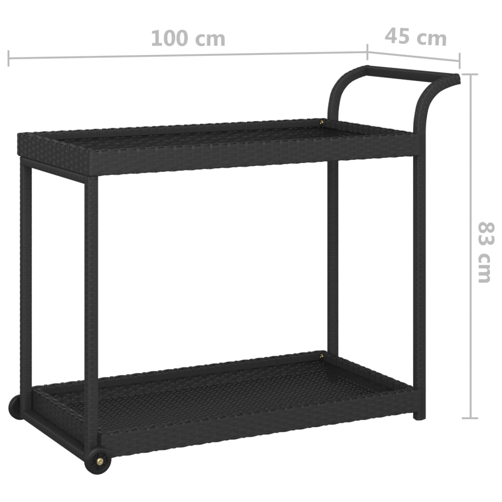 Vinstativ Serveringsvogn svart 100x45x83 cm polyrotting