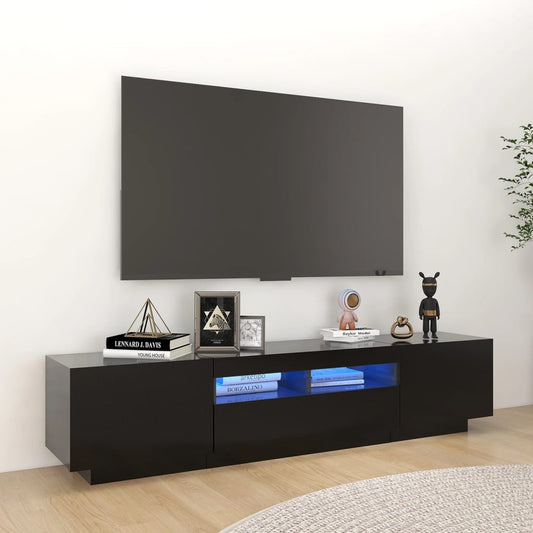 TV-Møbel Svart TV-benk med LED-lys 180x35x40 cm