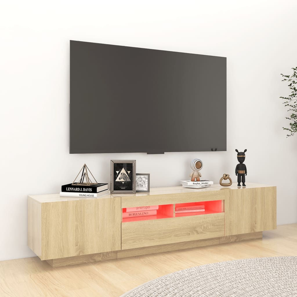 TV-Møbel Sonoma Eik TV-benk med LED-lys 180x35x40 cm