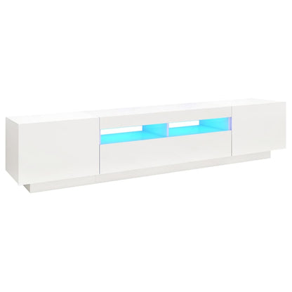 TV-Møbel Hvit TV-benk med LED-lys 200x35x40 cm
