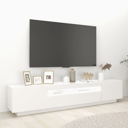 TV-Møbel Hvit TV-benk med LED-lys 200x35x40 cm