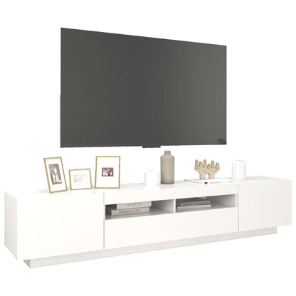 TV-Møbel Hvit TV-benk med LED-lys 200x35x40 cm