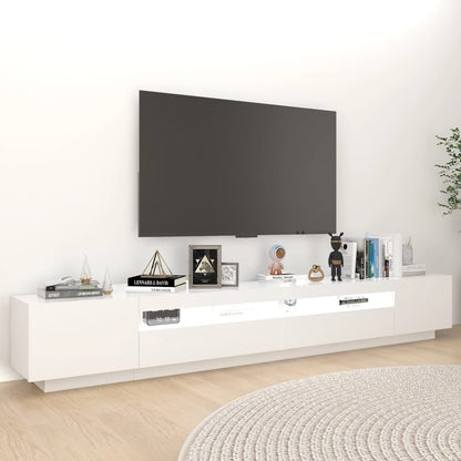 TV-Møbel Hvit TV-benk med LED-lys 260x35x40 cm