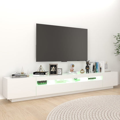 TV-Møbel Hvit TV-benk med LED-lys 260x35x40 cm