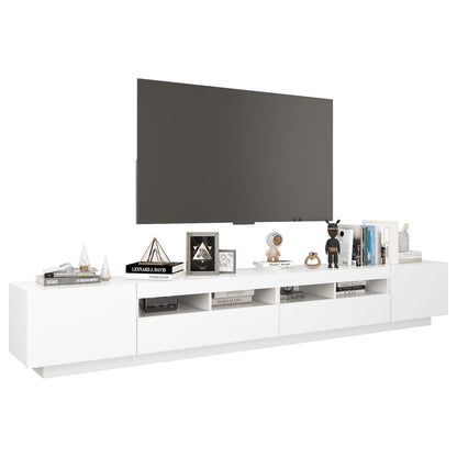 TV-Møbel Hvit TV-benk med LED-lys 260x35x40 cm