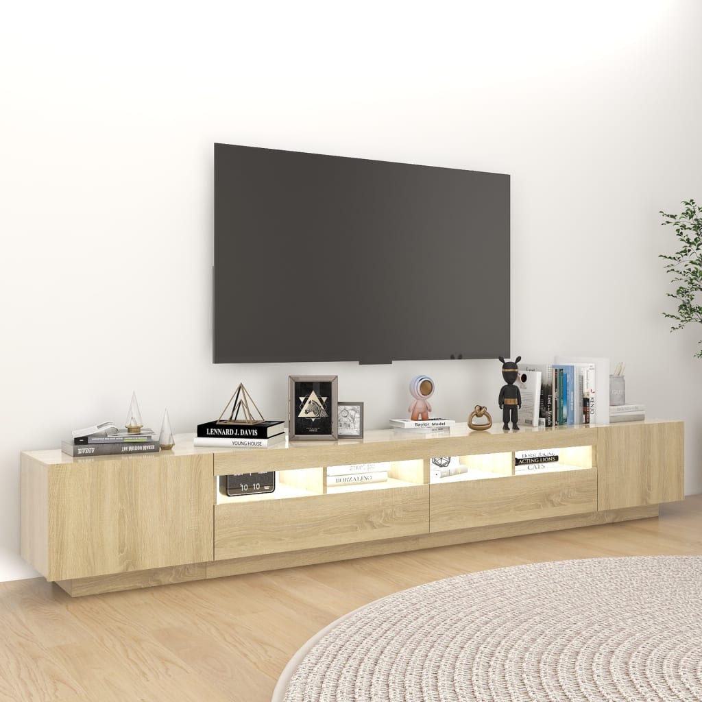 TV-Møbel Sonoma Eik TV-benk med LED-lys 260x35x40 cm