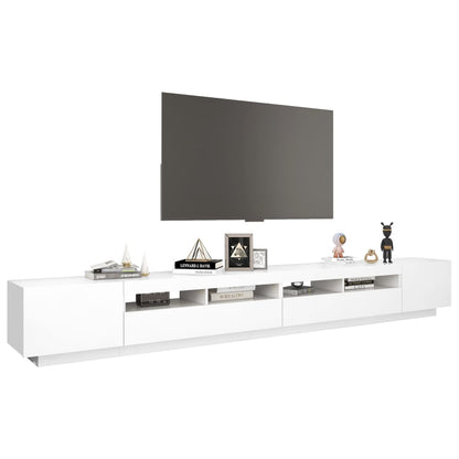 TV-Møbel Hvit TV-benk med LED-lys 300x35x40 cm