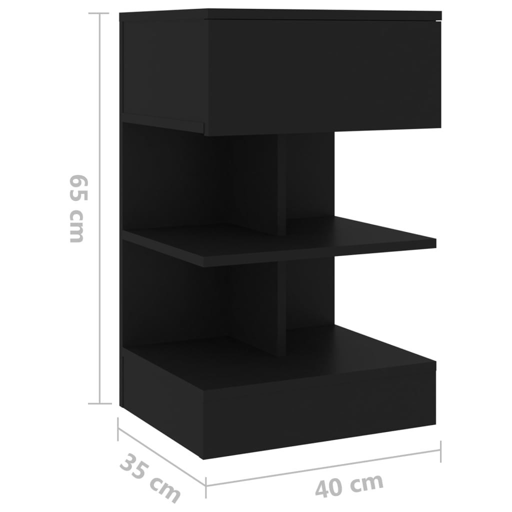 Nattbord Sengbord svart 40x35x65 cm konstruert tre