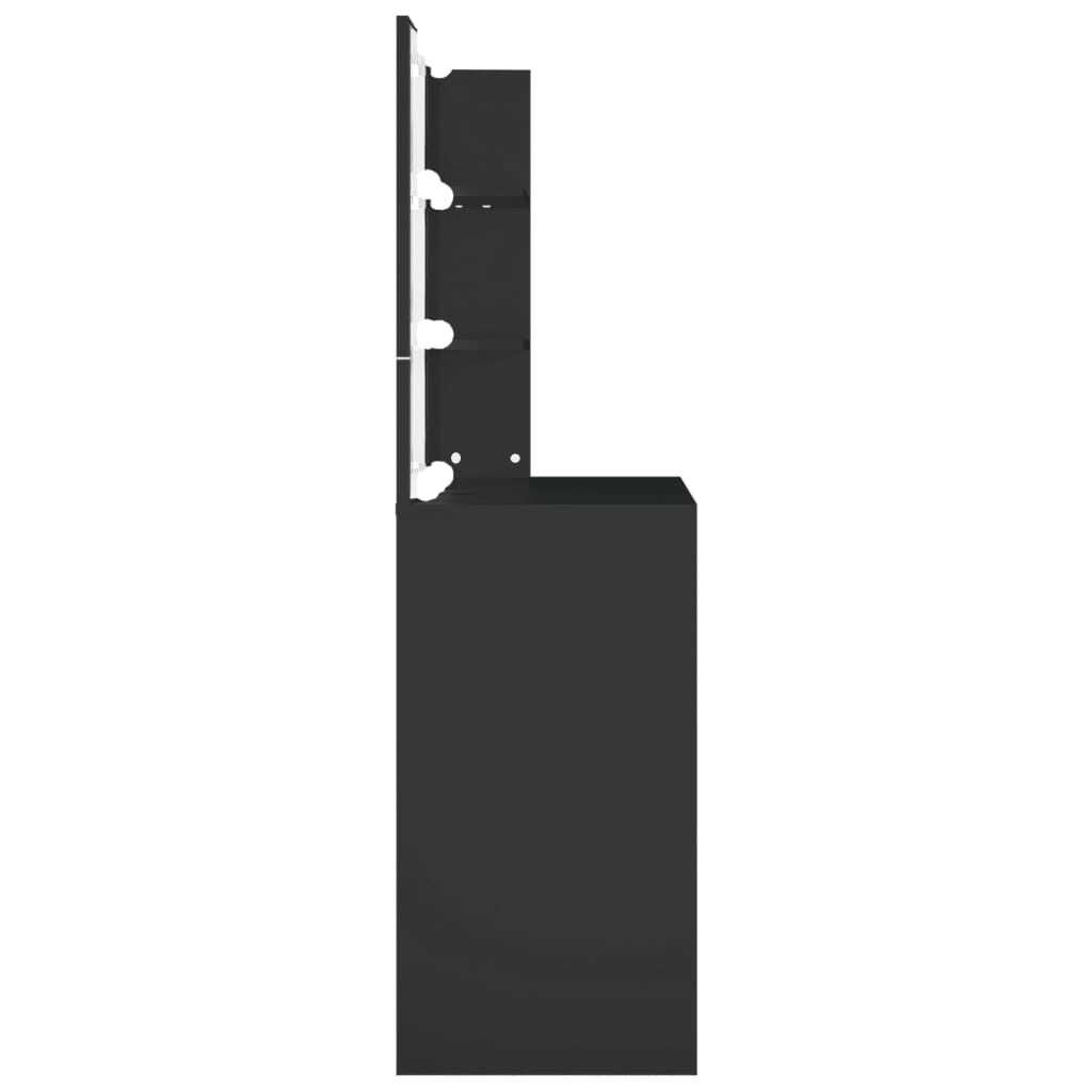 Sminkebord Svart LED 74,5x40x141 cm