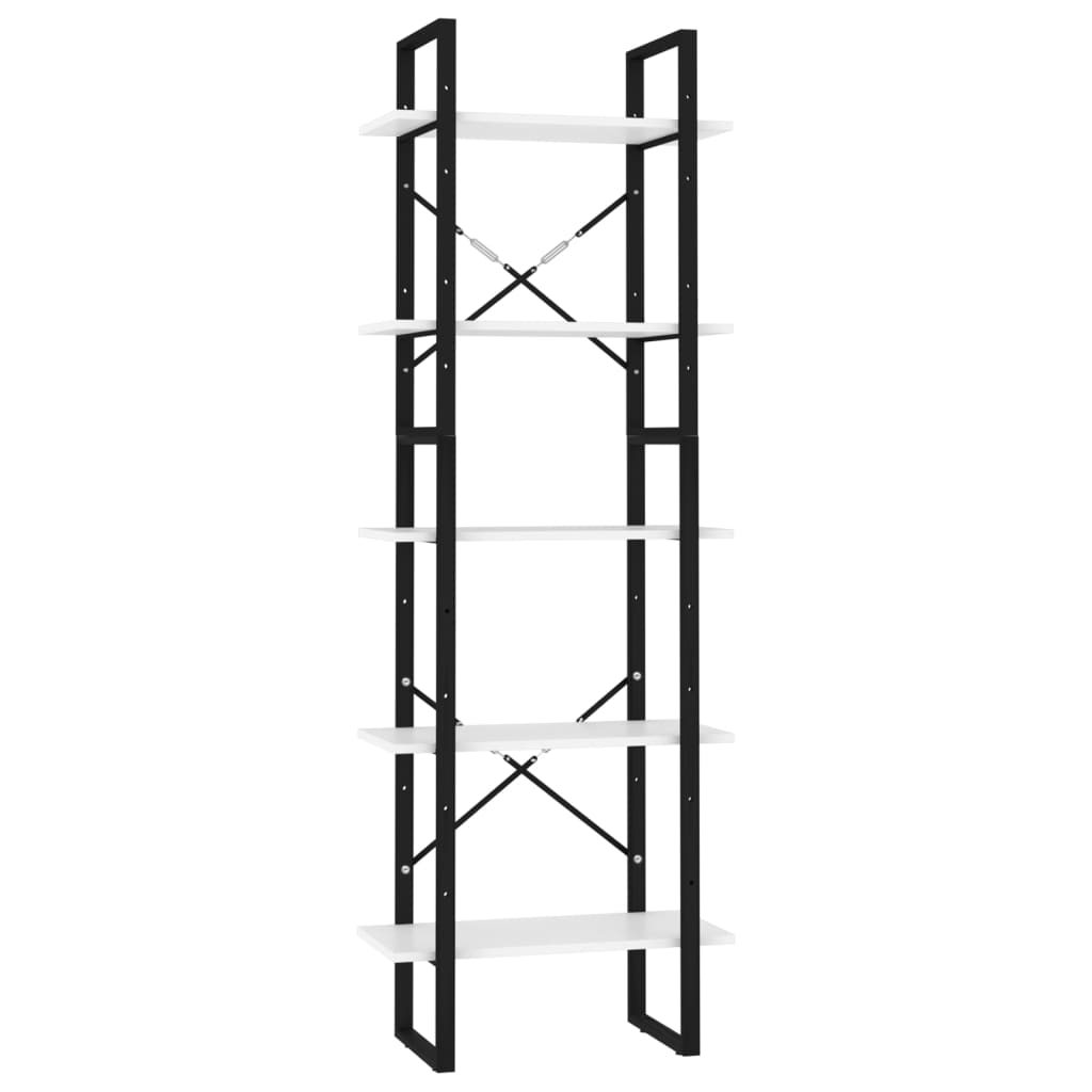 Bokhylle Svart Hvit 5 nivåer 60x30x175 cm