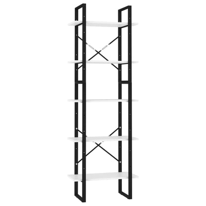 Bokhylle Svart Hvit 5 nivåer 60x30x175 cm