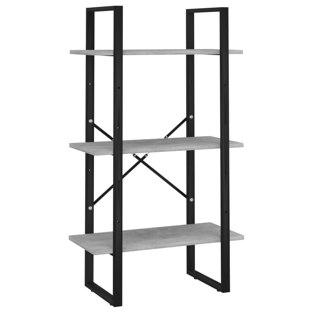 Bokhylle 5 nivåer betonggrå 60x30x175 cm konstruert tre