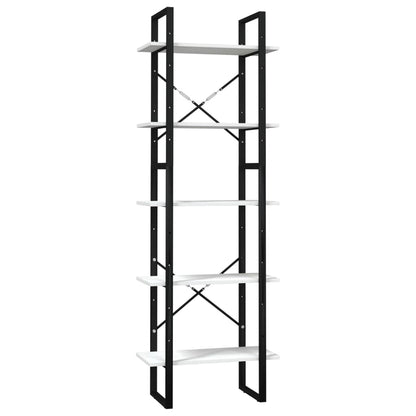 Bokhylle Svart Hvit 5 nivåer 60x30x175 cm heltre furu