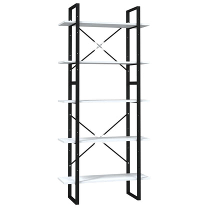 Bokhylle Svart Hvit 5 nivåer 80x30x175 cm