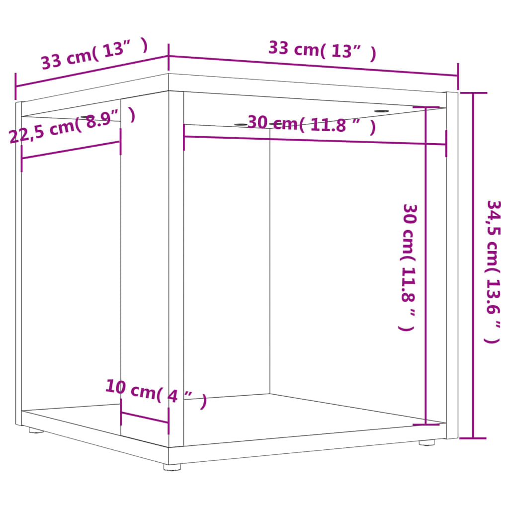 Sidebord sonoma eik 33x33x34,5 cm sponplate