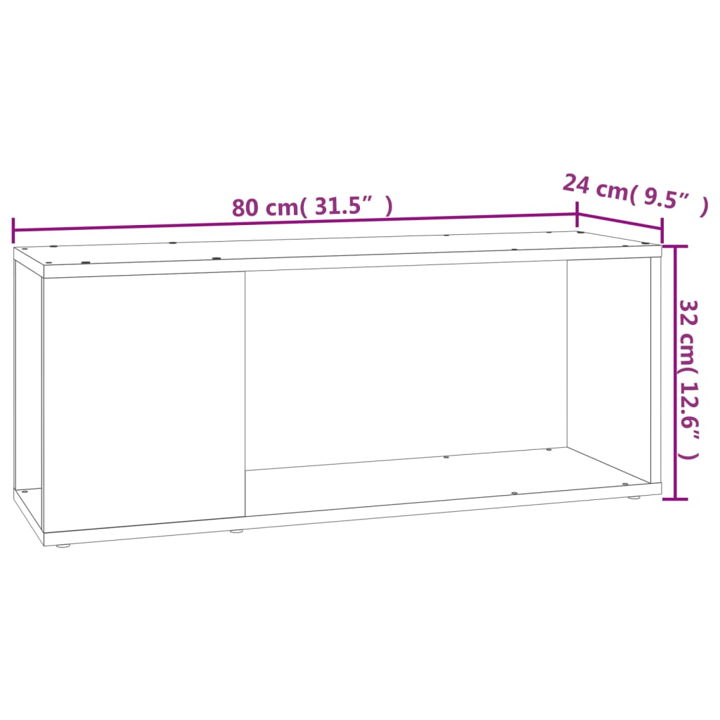 TV-benk hvit 80x24x32 cm konstruert tre