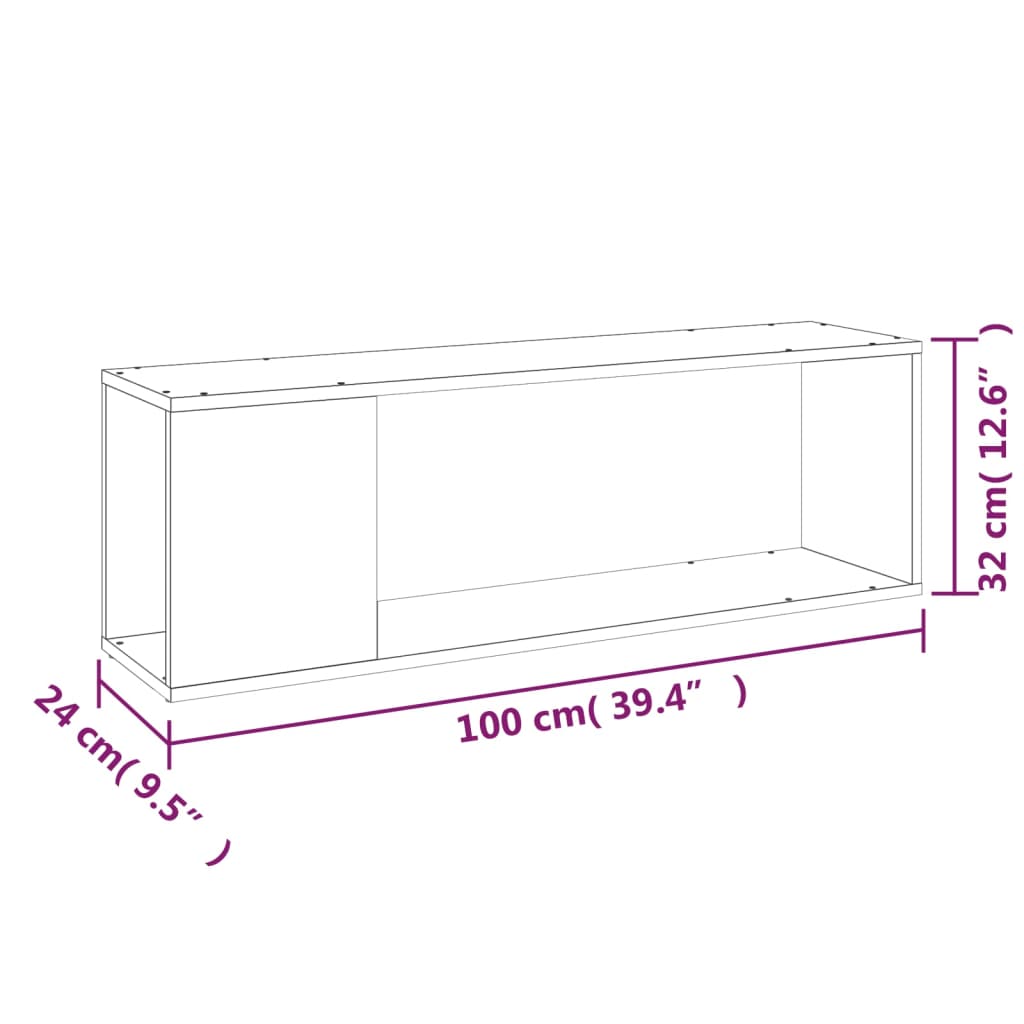 TV-benk betonggrå 100x24x32 cm konstruert tre