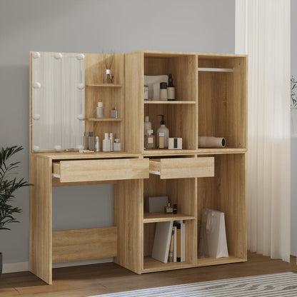 Sminkebord Sonoma Eik LED 2 skap Sonoma Eik