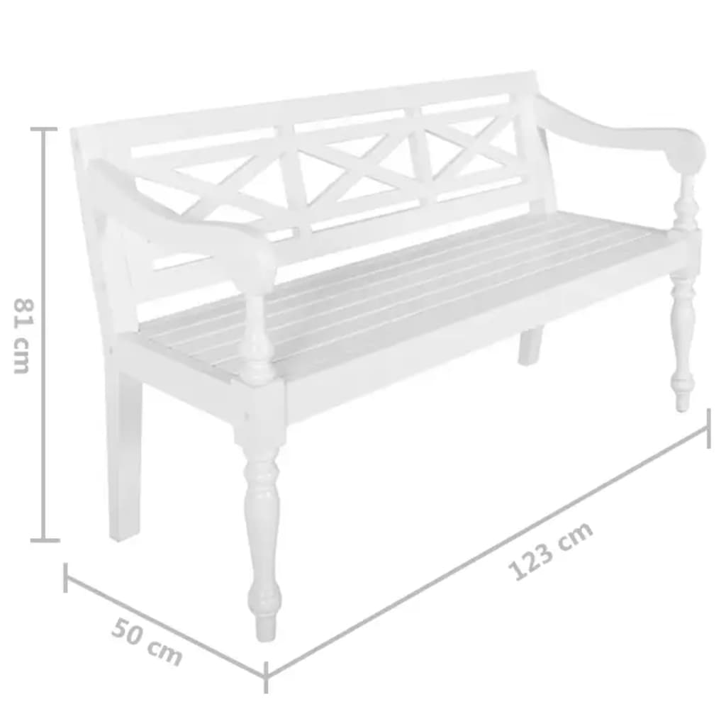 Sittebenk 123 cm heltre mahogni hvit