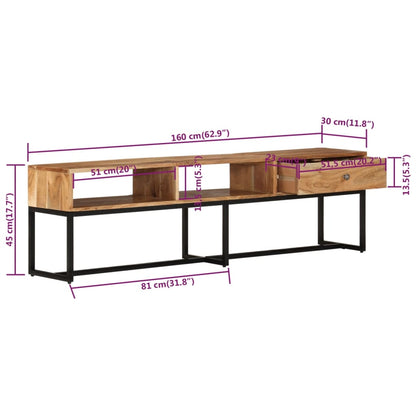 TV-benk 160x30x45 cm heltre akasie