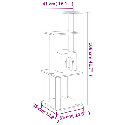 Kattemøbel Kattetre med klorestolper i sisal kremhvit 105 cm