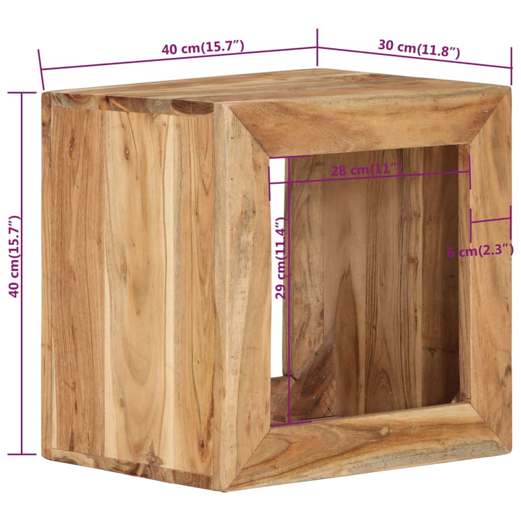 Fotskammel Krakk 40x30x40 cm heltre akasie