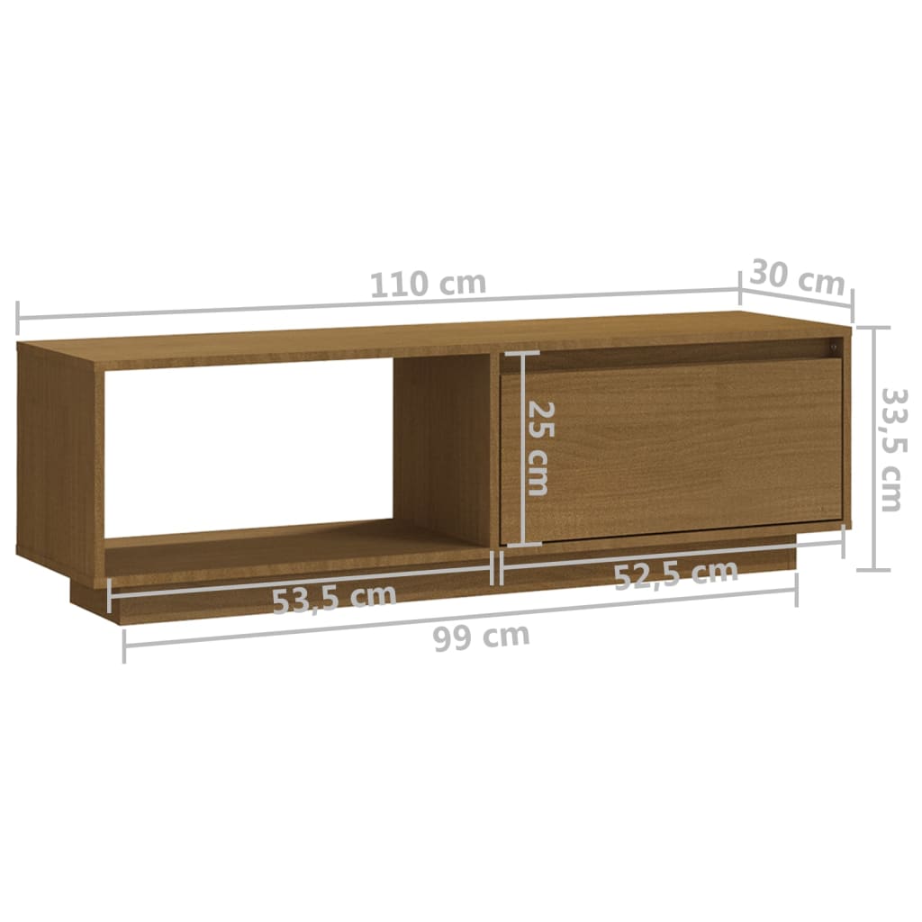 TV-benk 110x30x33,5 cm heltre furu honningbrun