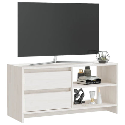 TV-benk 80x31x39 cm heltre furu hvit