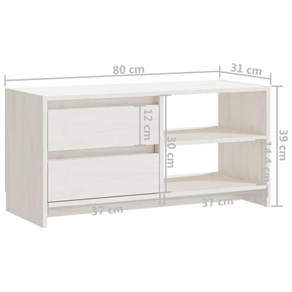 TV-benk 80x31x39 cm heltre furu hvit