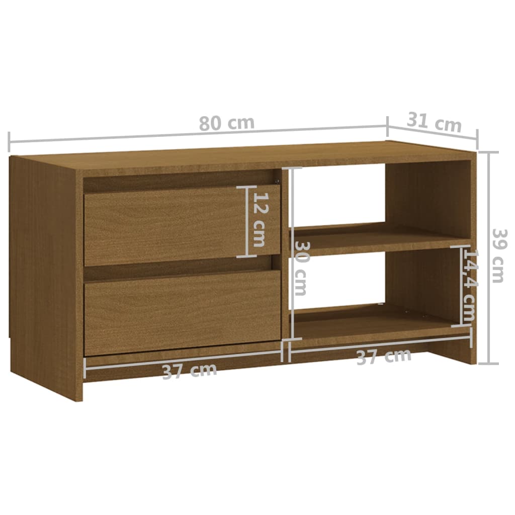 TV-benk 80x31x39 cm heltre furu honningbrun