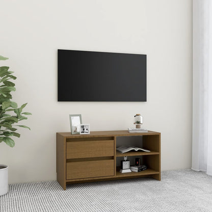 TV-benk 80x31x39 cm heltre furu honningbrun