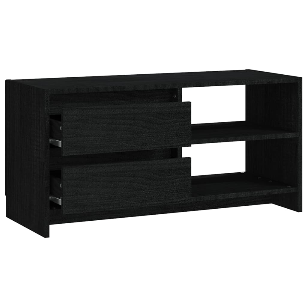 TV-benk 80x31x39 cm heltre furu svart