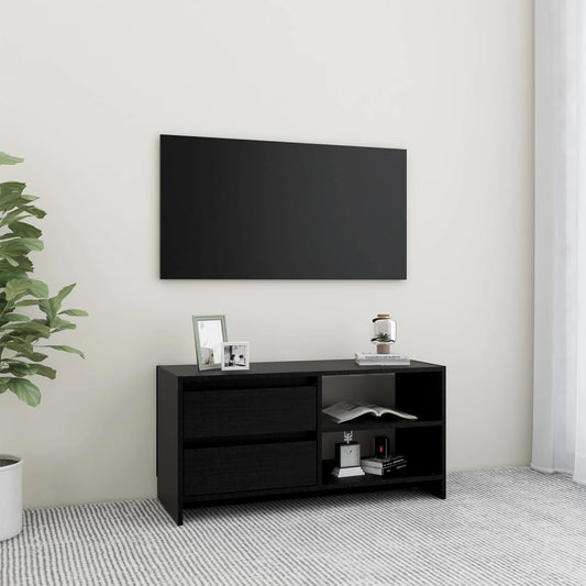 TV-benk 80x31x39 cm heltre furu svart