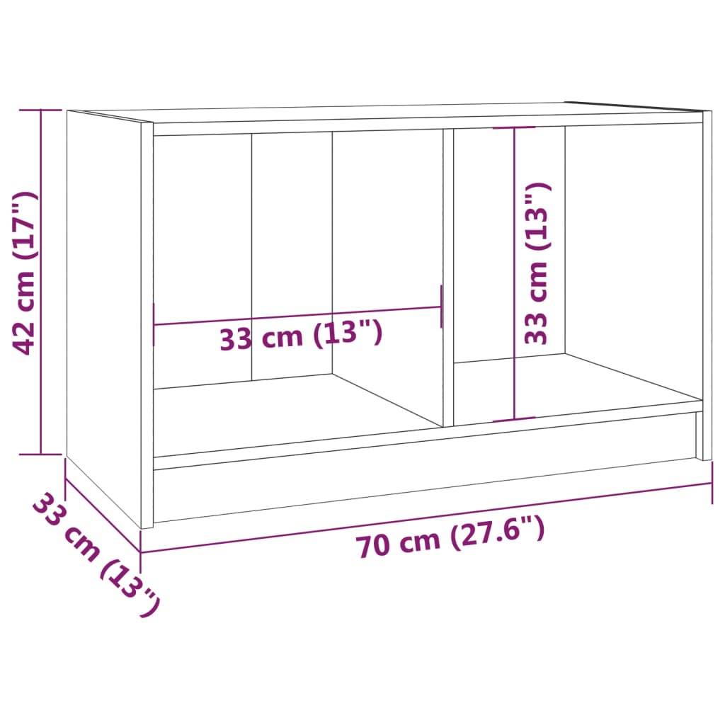 TV-benk honningbrun 70x33x42 cm heltre furu