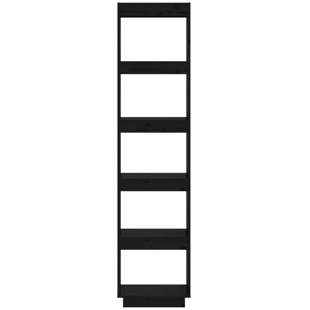Bokhylle Svart Romdeler 40x35x167 cm heltre furu