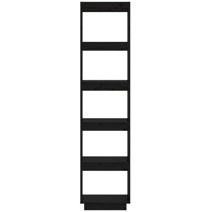 Bokhylle Svart Romdeler 40x35x167 cm heltre furu