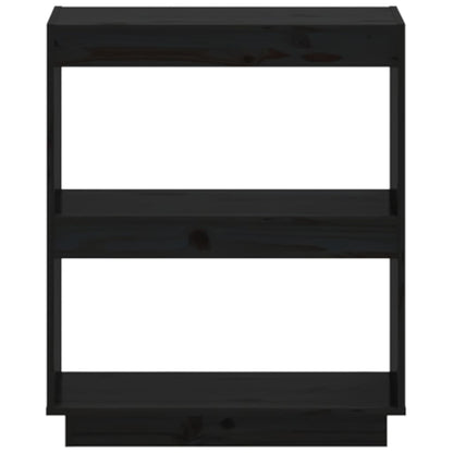 Bokhylle svart 60x35x71 cm heltre furu