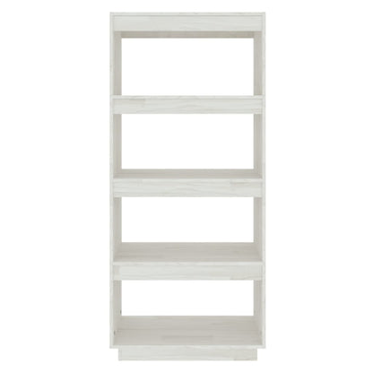 Bokhylle Hvit Romdeler 60x35x135 cm heltre furu