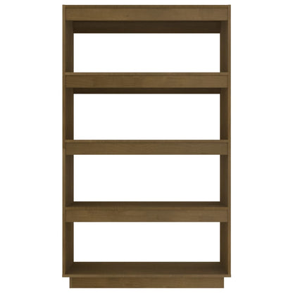 Bokhylle Honningbrun Romdeler 80x35x135 cm heltre furu