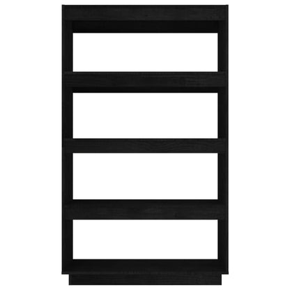 Bokhylle Svart Romdeler 80x35x135 cm heltre furu