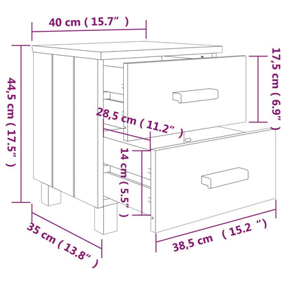 Nattbord Sengbord lysegrå HAMAR 40x35x44,5 cm heltre furu