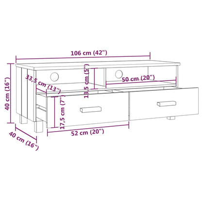 TV-benk HAMAR honningbrun 106x40x40 cm heltre furu